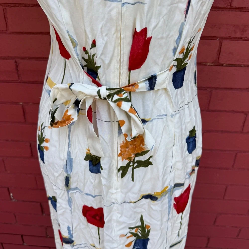 Jeffrey & Darla Petite Linda Hutley Vintage 90s Floral Rayon Midi Dress Size 8
